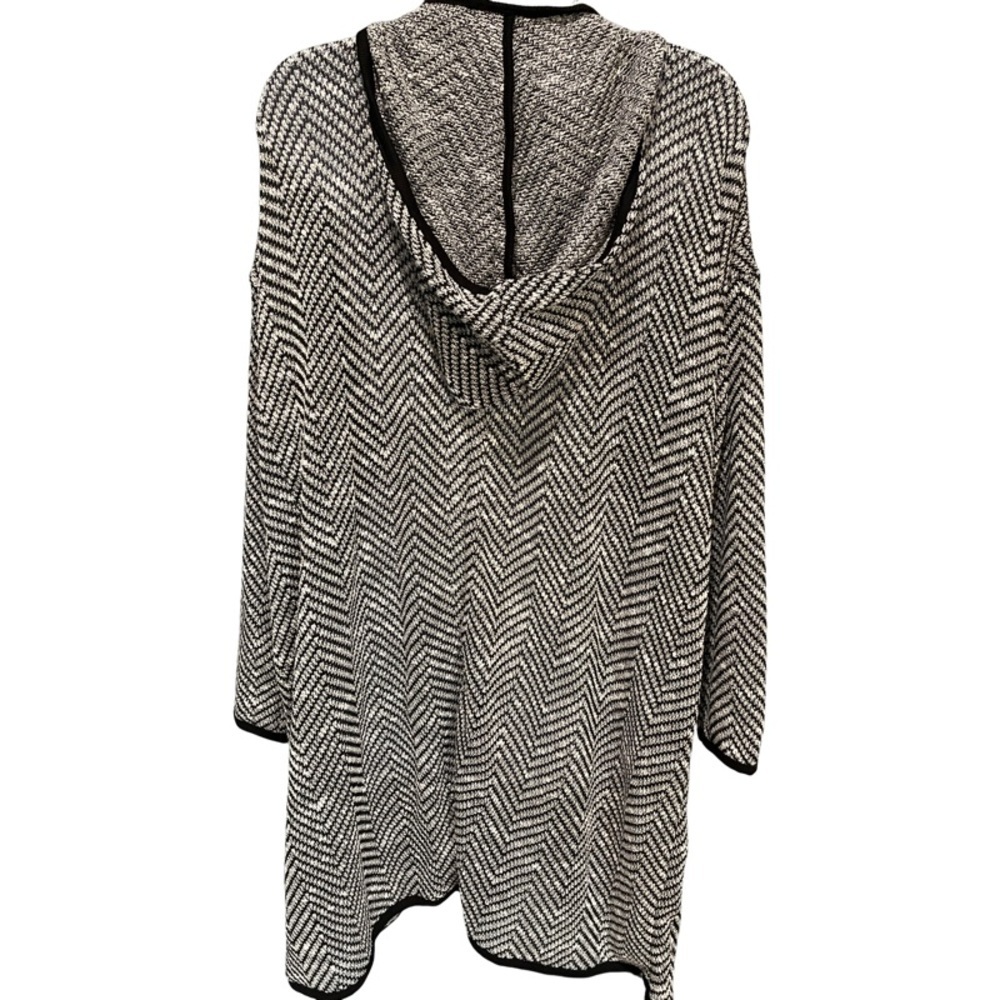 Anthropologie Maeve Bedford Black Herringbone Hooded Cardigan Sweater Size Small - Picture 5 of 11